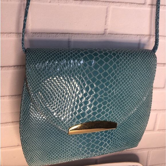VTG Timothy Hitsman Blue Alligator Suede style Envelope purse bag crossbody - Picture 1 of 12